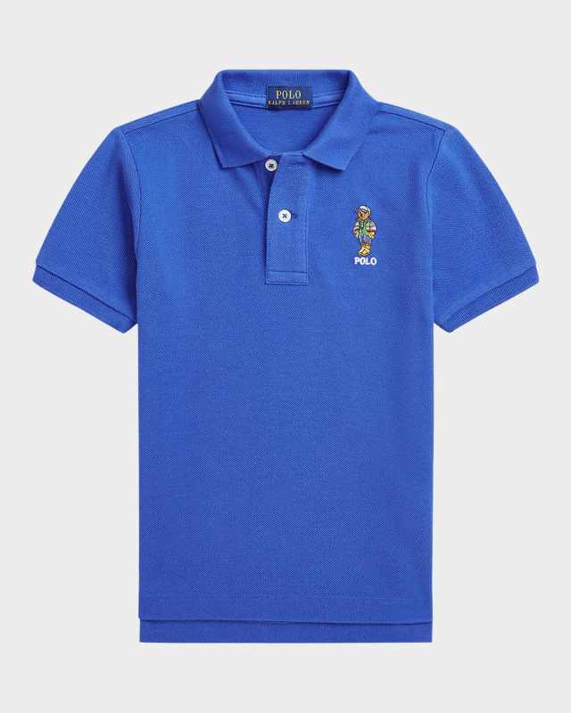 Boy's Polo Bear Embroidered Polo Shirt, Size 2-7